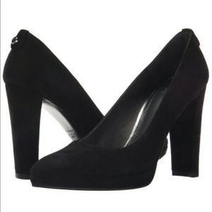 NIB Stuart Weitzman Logopower Black Suede Block He